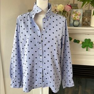 Blue Polka Dot Button-Up Shirt